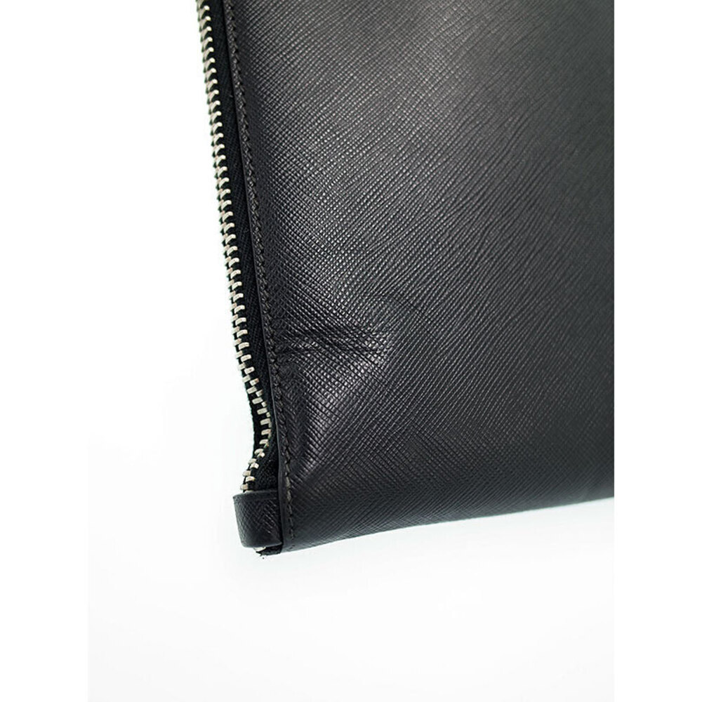 PRADA Saffiano Leather Clutch Bag Black - Picture 8 of 9